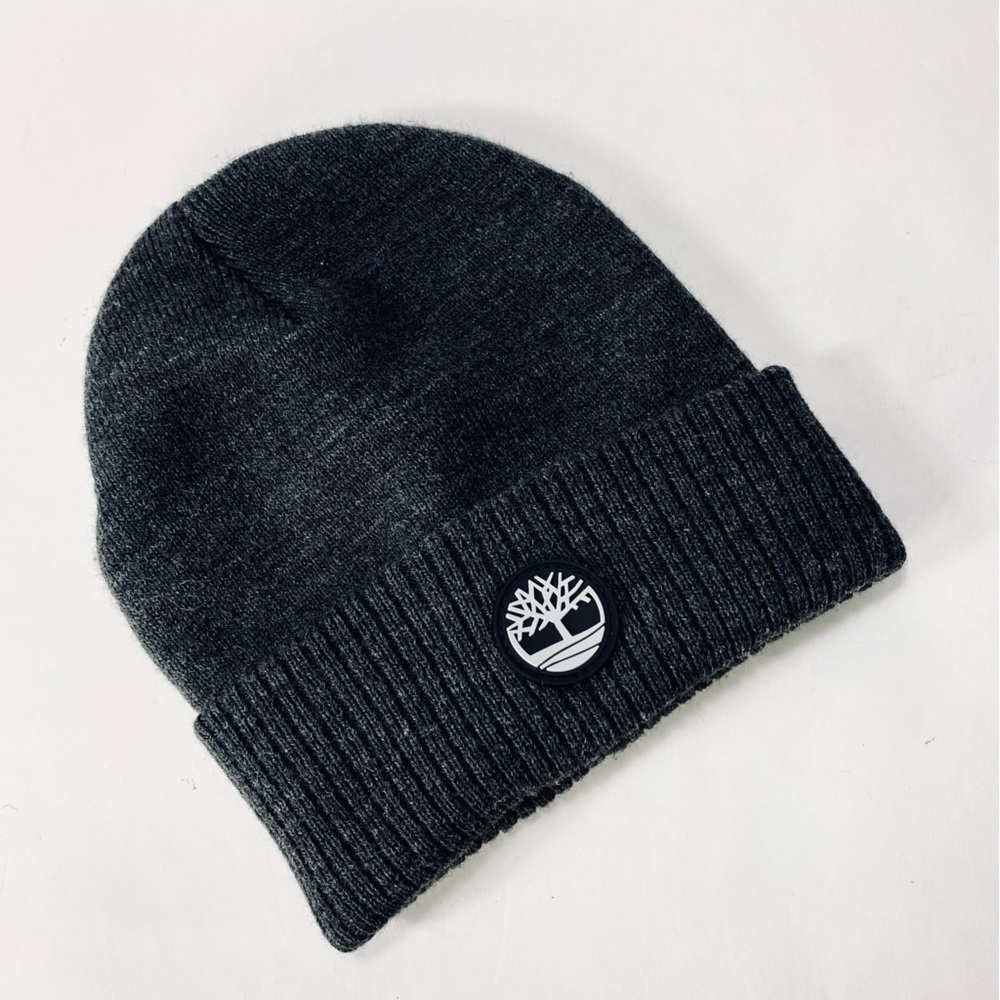 Timberland Gray Knit Ribbed Foldover Fall Winter Beanie Hat Kids?